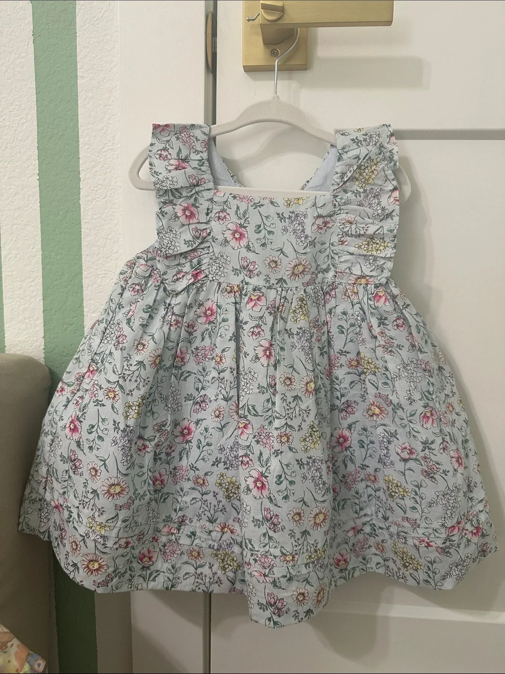 Janie and Jack Light Blue Floral Ruffle Dress